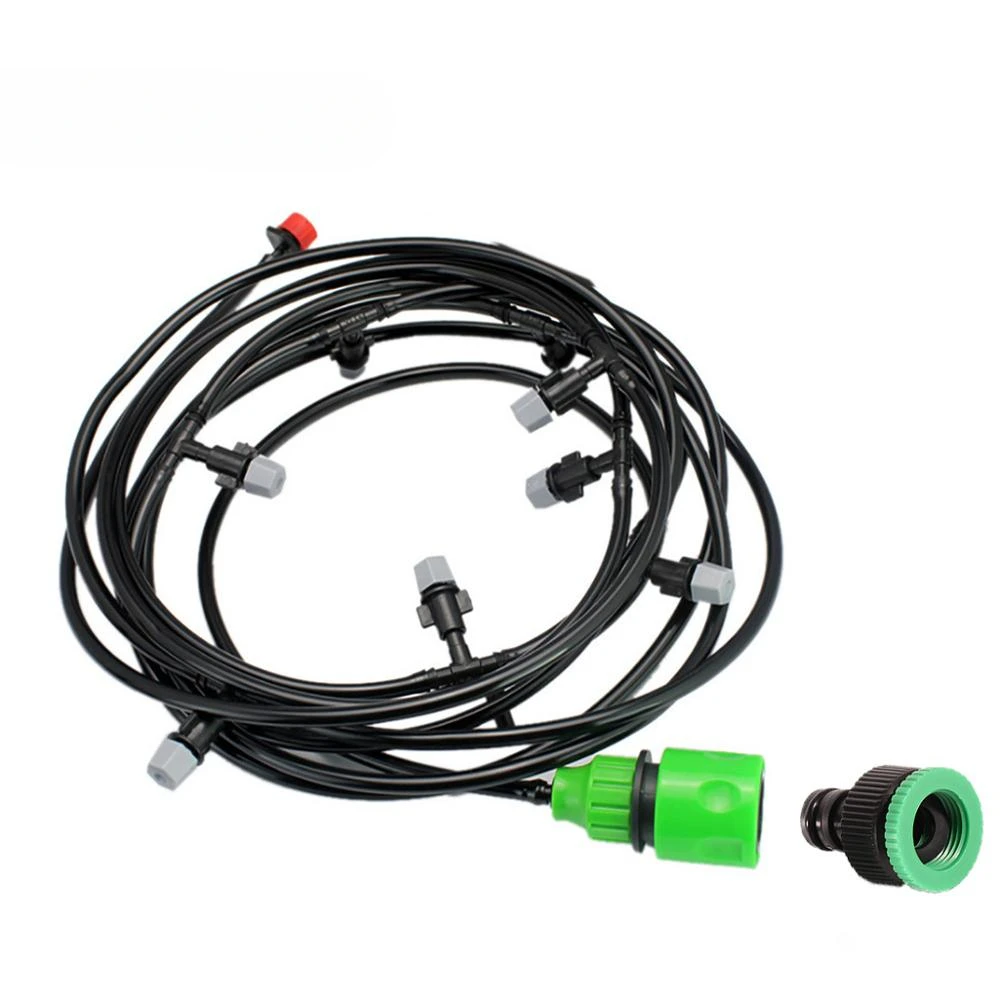 

Drip Irrigation Sets System Garden Irrigation Mist Water Hose Kits 5M and 10Pcs Misting Sprinkler and 1Pcs Quick Coupler IT026