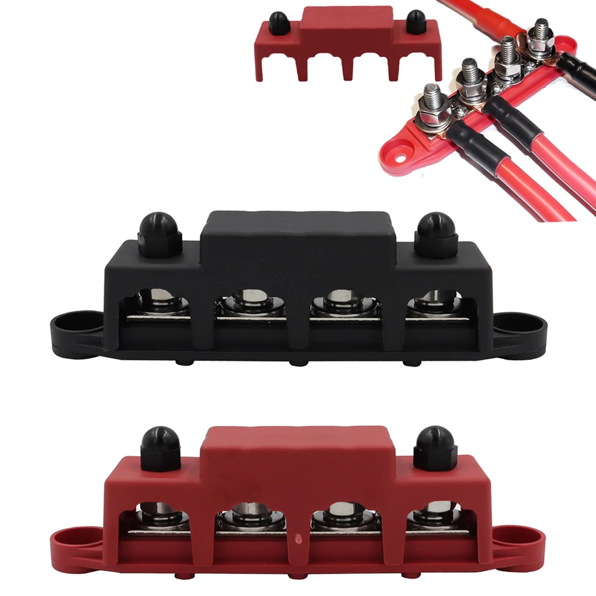 

Caravan RV Power Distribution Block 4 Ways 48V 250A DC Bus Bar Electro Junction For Boat Truck Car Accessories M8 M10 Studs