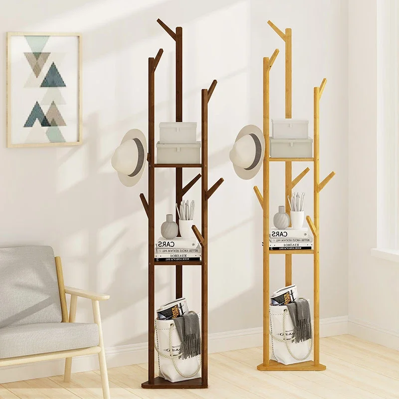 Clothes Rack Floor Standing Bedroom Hanging Clothes Rack Room Clothes Shelf Simple Multi-function Solid Wood Hanging Clothe Rack