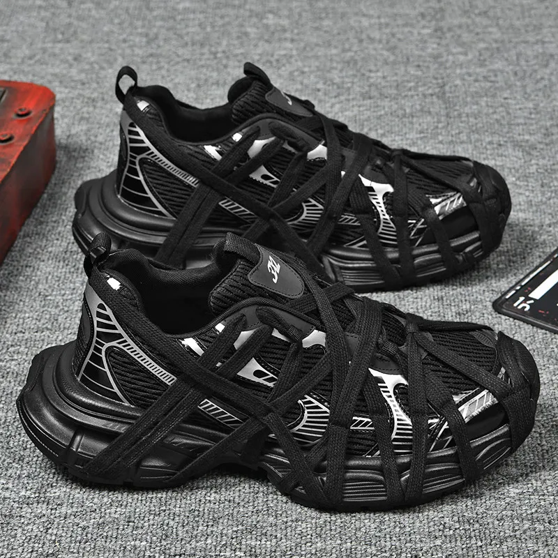 

Men's Lace Up Street Sneakers Niche Thick Splicing Sports Shoes Vulcanization Punk Breathable Women Running Cycling Footwear