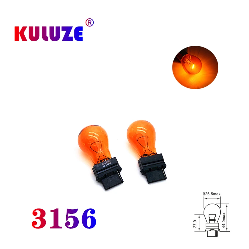 2pcs T25 3157 12V 21/5W Amber Car External Turn Signal Bulb 3156 Halogen Lamp Brake Light Taillight