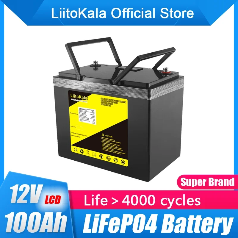 LiitoKala 12V 100Ah LiFePO4 Battery 12.8V Power Battery 3000 Cycles For RV Campers Golf Cart Off-Road Off-grid Solar Wind