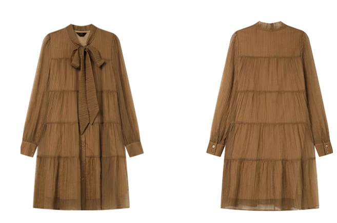 Fanieces verão novo em vestidos femininos elegante laço manga longa a linha mini vestido em camadas chiffon vestido de festa férias