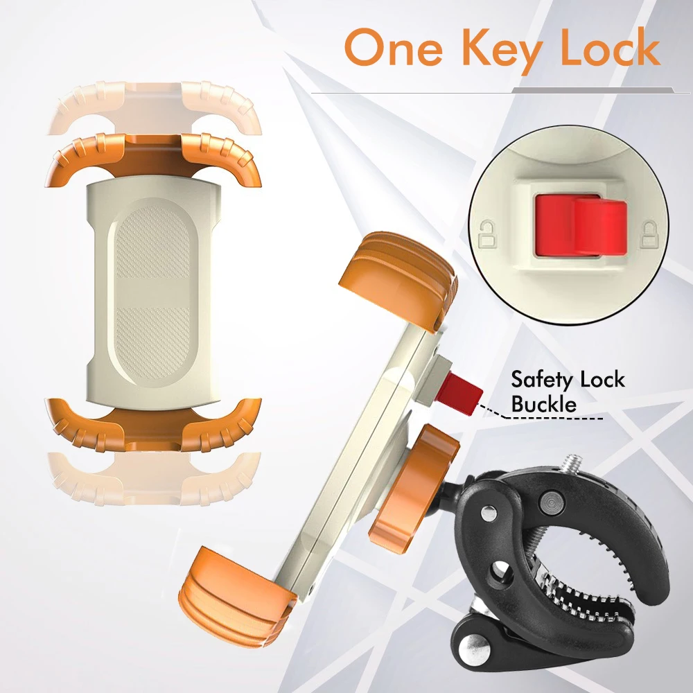 Road Mountain Bike Motorcycle Handlebar Phone Holder 360° Rotating Adjustable Cycling Cell Phone Holder Navigation Bracket