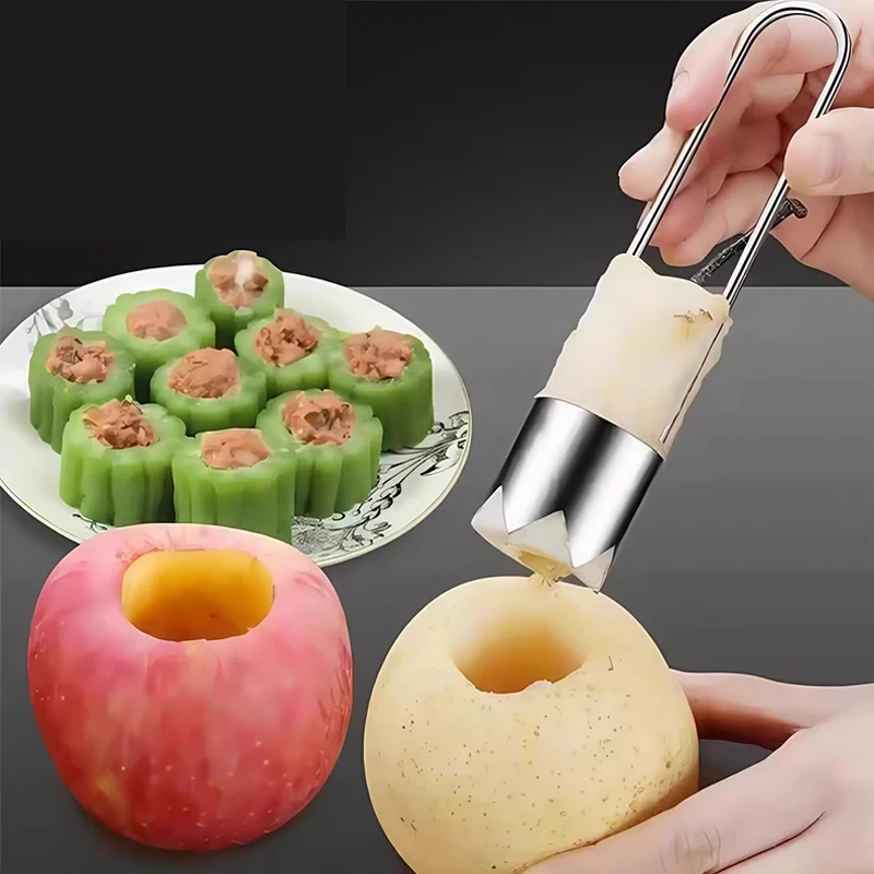 

ZZ Stainless Steel Fruit Core Remover Apple Pear Bell Peppers Pitter Extractor Tool Versatile Vegetable Puller Kitchen Gadgets