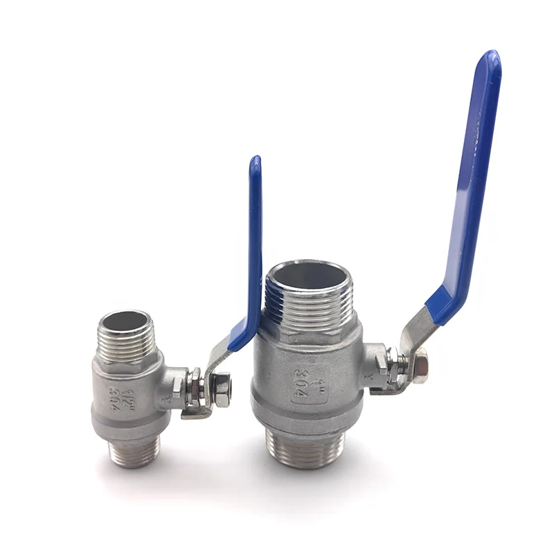 304 Stainless Steel 2-Piece Ball Valve Double Male BSP Thread 1/4