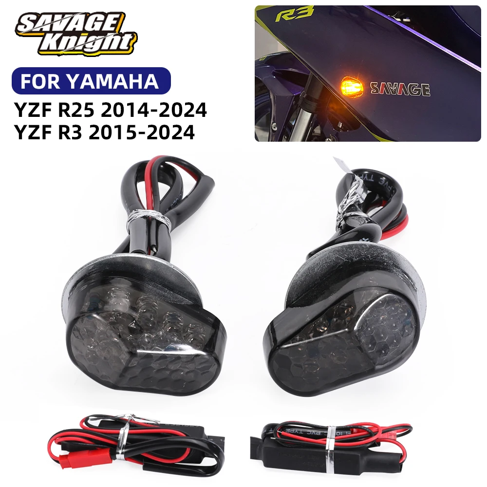 Smoke LED Turn Signal Light For YAMAHA YZF R3 R25 2014-2024 Flush Mount Indicator Blinker YZF-R3 YZF-R25 YZFR25 YZFR3 Flasher 