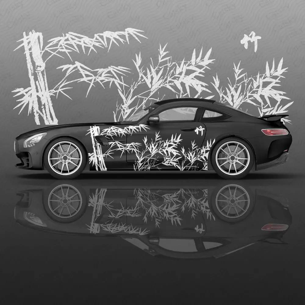 Bamboo Painting Car Body Sticker Anime Itasha Vinyl Car Side Decal Sticker Car Decor Sticker Cars Protective Film