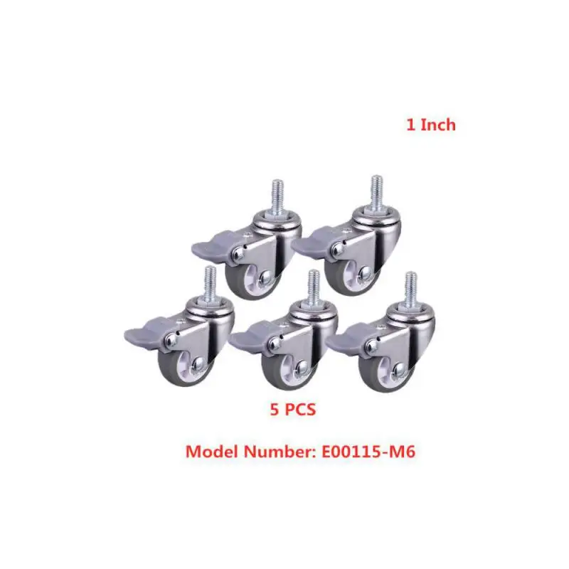 

(4 Packs) 1-Inch Gray TPE Screw Brake Wheel M6 with Lock Pulley for Universal Beauty Instrument