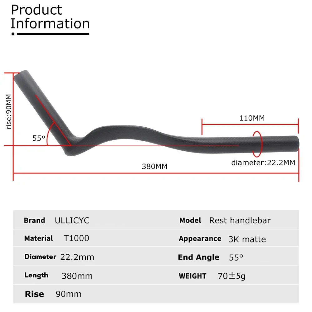 3K-Vollkarbonfaser TT-Basisstange und Aerobar-Verlängerungen, 35 ° /55 ° Verstellbare Auflage für Rennrad-Triathlon/Zeitfahren – Detail 10