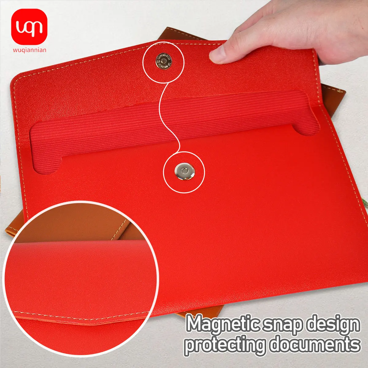 WQN 1pc Business Multicolor Thickened Document Bag A5 with Magnetic Buckle Design Portable Layered Storage