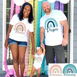 Rainbow Family Matching Outfit Papa Mama and Me Family Shirt Fashion Baby Bodysuits Brother Sisters Family Life Outfits Look