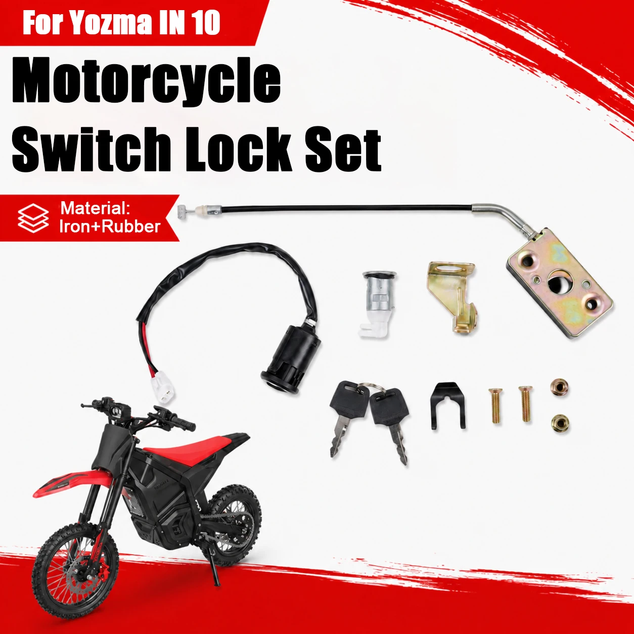 Motorcycle Switch Lock Set Anti-theft Lock For Yozma IN 10 Electric Dirt Pit Off Road Bike Replacement Parts Ebikes Accessories