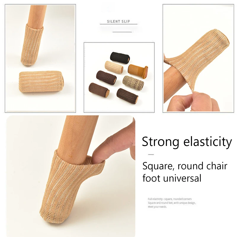 Holaroom 4Pcs Chair Leg Covers Knitting Table Foot Socks Floor Protectors Anti-Noise Chair Door Handle Socks for Furniture Decor