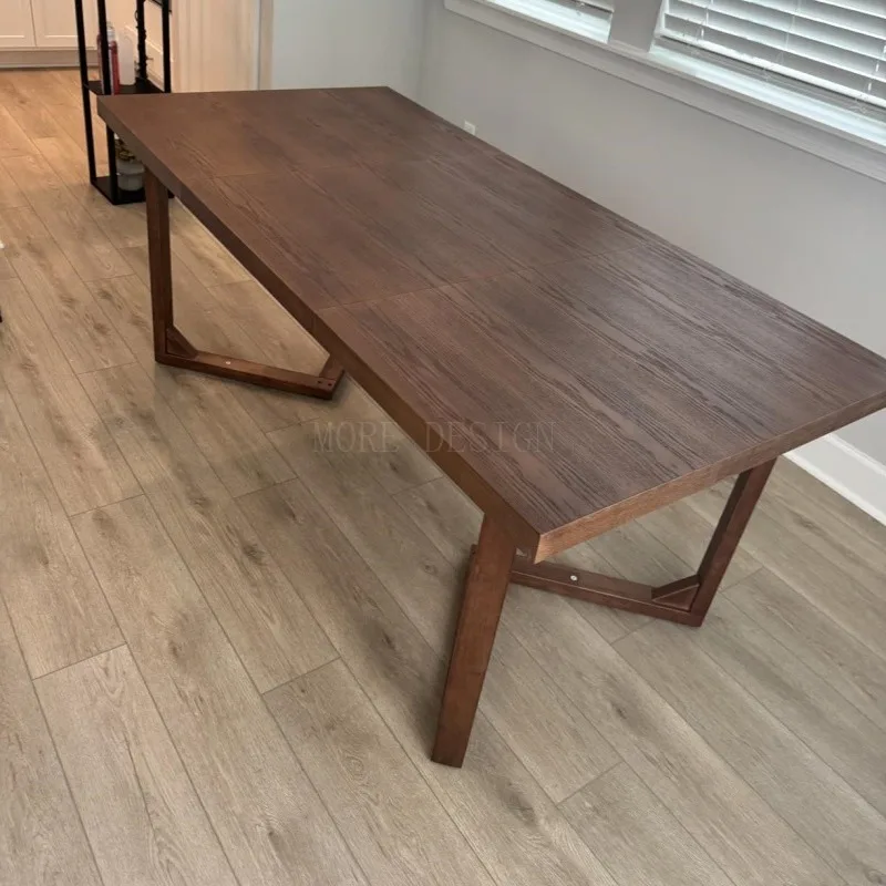 Wholesale Low Price Durable Solid Wood Construction Polished Surface  Hotel Kitchen Simple Dining Room Wooden Table