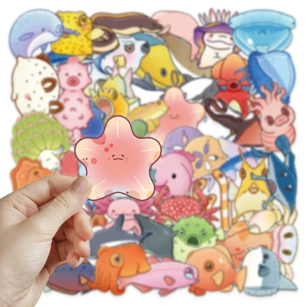 

10/30/50pcs Funny Sea Fish Cartoon Graffiti Stickers for Kid DIY Skateboard Phone Bike Car Cute Marine Animal Waterproof Sticker