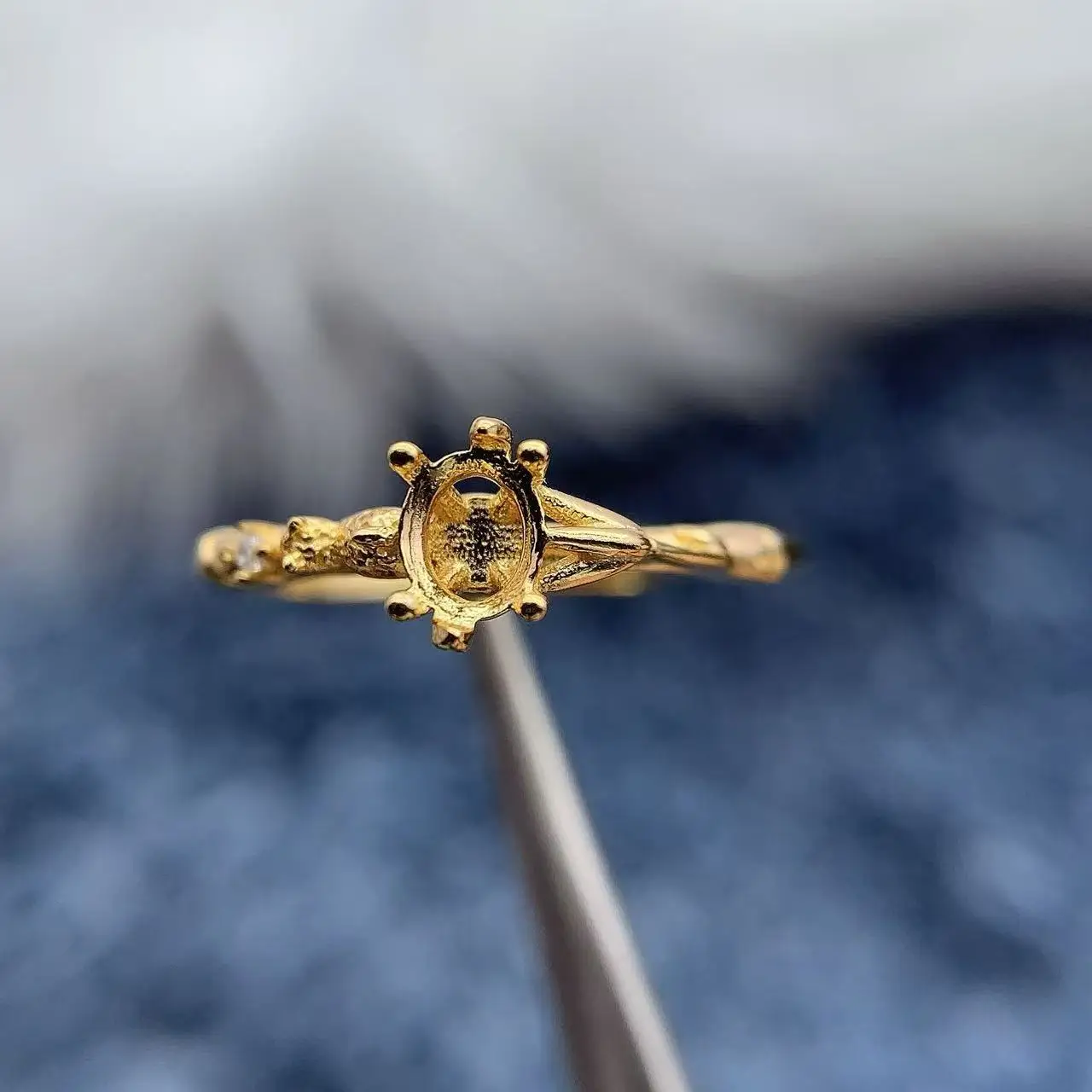 

MeiBaPJ Inlay Oval 4*5mm Open Ring Setting DIY Empty Holder for Women Gift S925 Pure Silver Fine Charm Jewelry Base Wholesaler