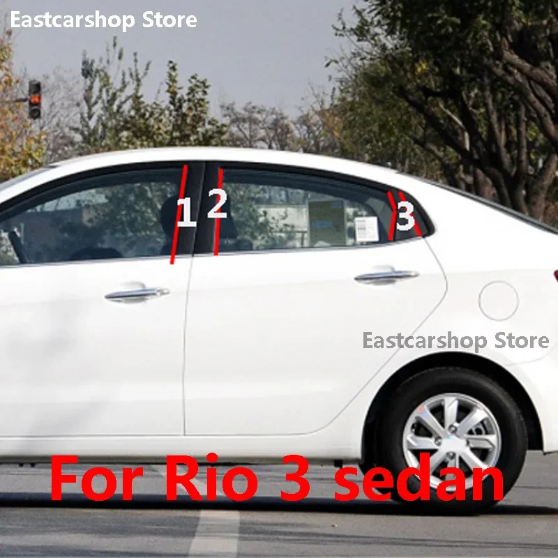 

For Kia Rio 3 Sedan Car Door Window Middle Column Trim B C Pillar Decoration Protection Strip PC Stickers Accessories