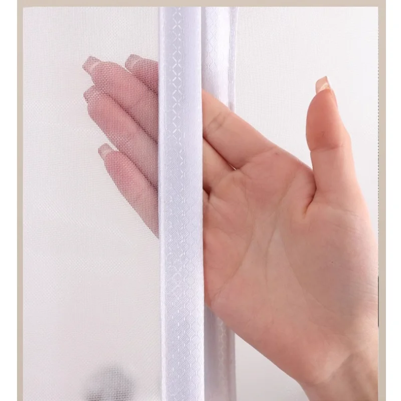 ستارة باب مغناطيسية بيضاء منزلية، باب شاشة لمنع لدغة البعوض في الصيف، صامت مشفر ذاتي اللصق وغير مسامي #4