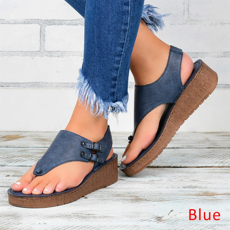 

2023 New Summer Women Strap Sandals Women's Flats Open Toe Solid Casual Shoes Rome Wedges Thong Sandals Sexy Ladies Shoes