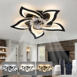 Smart Ceiling Fans with Lights Compatible with Alexa and Google Assistant Modern Ceiling Fans with Lamps and Remote for Bedroom