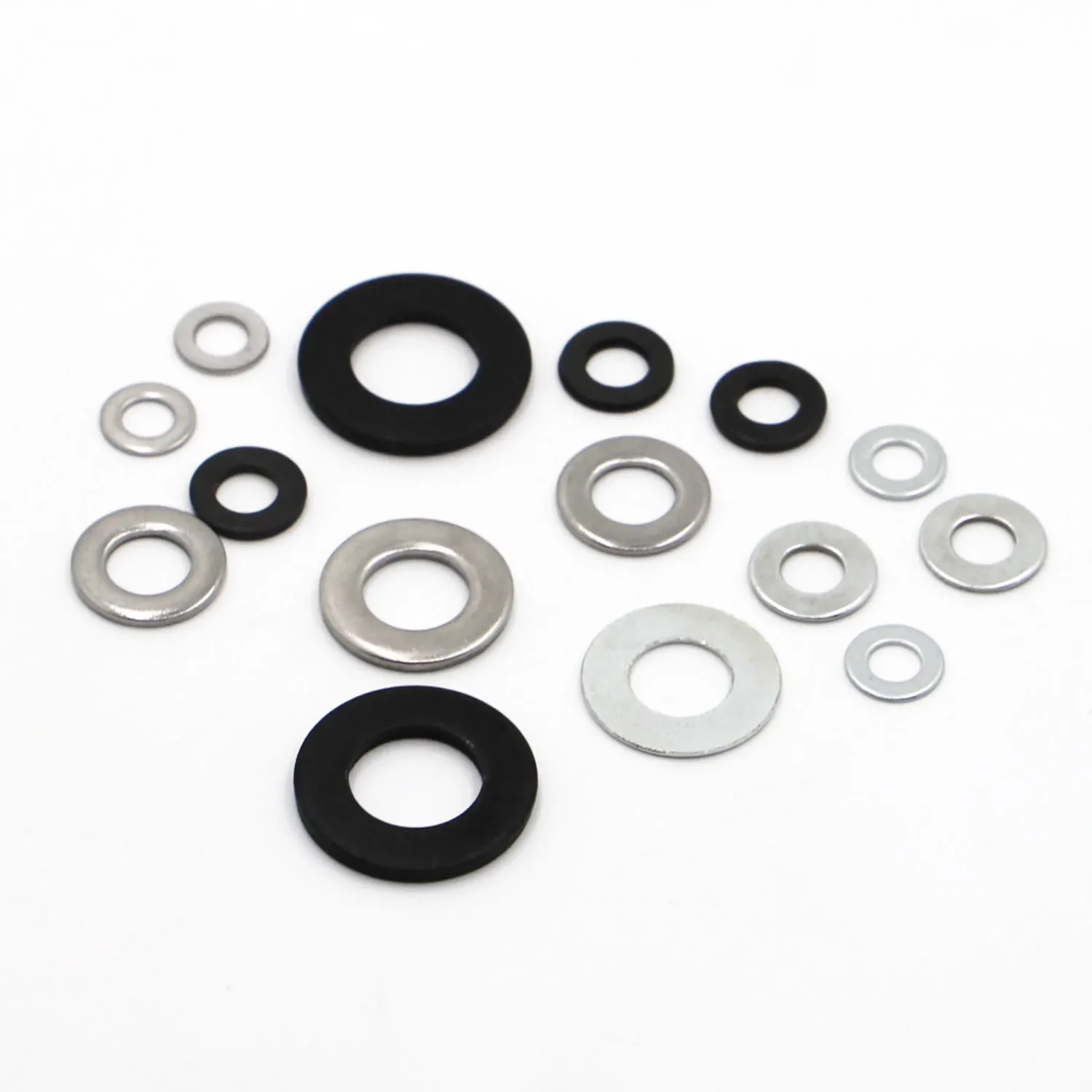 M2 M2.5 M3 M4 M5 M6 M8 M10 M12 M16-M24 304 Stainless Steel Black White Zinc-plated Flat Washer Plain Washer Flat Gasket Rings