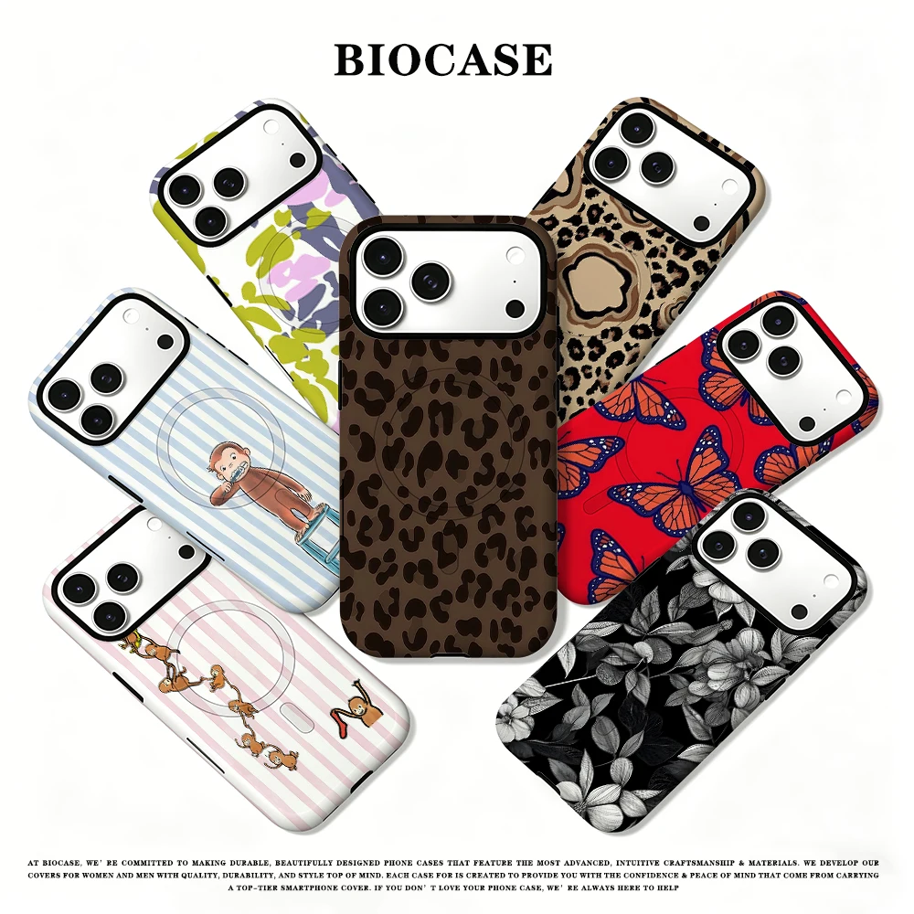 BioCase Mocha Leopardenmuster 2-in-1 für MagSafe Handyhülle für iPhone 17 16 15 14 Plus 13 12 Pro Max Stoßfeste Harte PC-Hülle