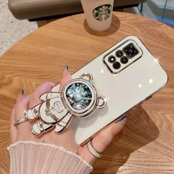 Astronaut Space Bear Bracket Plating Phone Case For Samsung Galaxy A55 A35 A34 A33 A32 A25 A24 A15 A05 A0S 4G 5G Cover