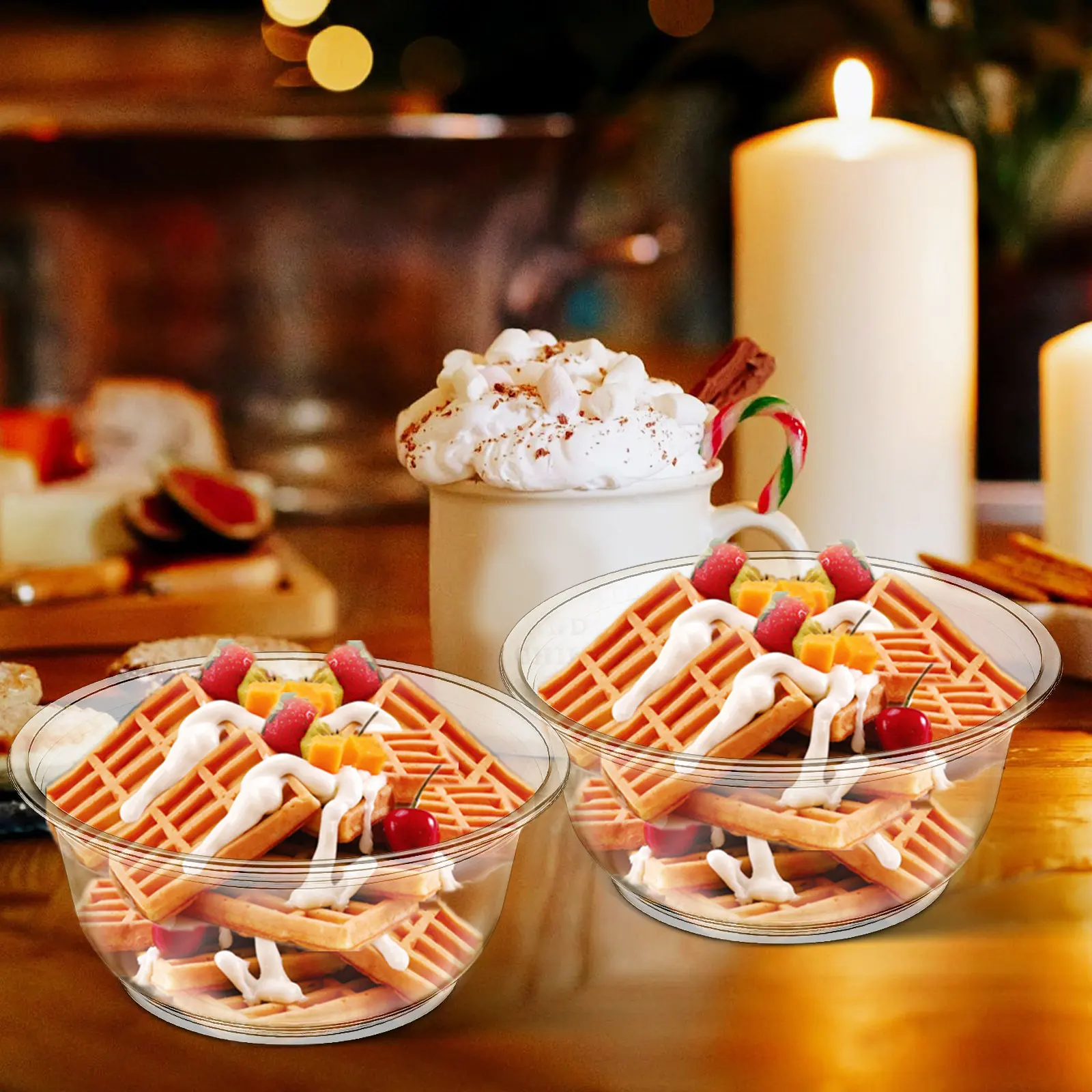 

100Pcs Disposable Plastic Bowls Clear Lidless Takeaway Bowls for Hot Pot Soup Porridge Dumplings Ice Cream Restaurants Catering