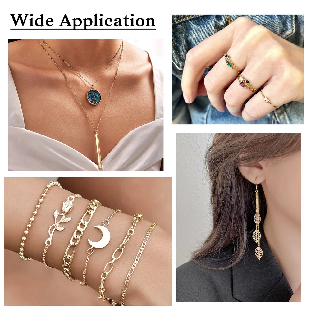10M DIY Chain Bracelet Necklace Making Kit Including Stainless Steel Cable Curb Ball Chains Lobster Claw Clasps Connectors