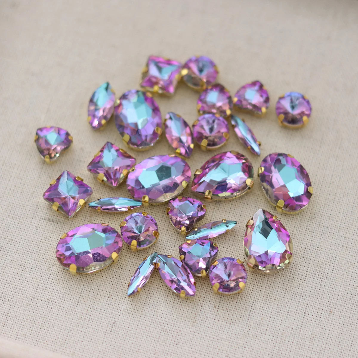 20pcs Mix Shape Super Shine Colorful Sew on Rhinestones Crystal Strass For DIY Garments Dress Decoration