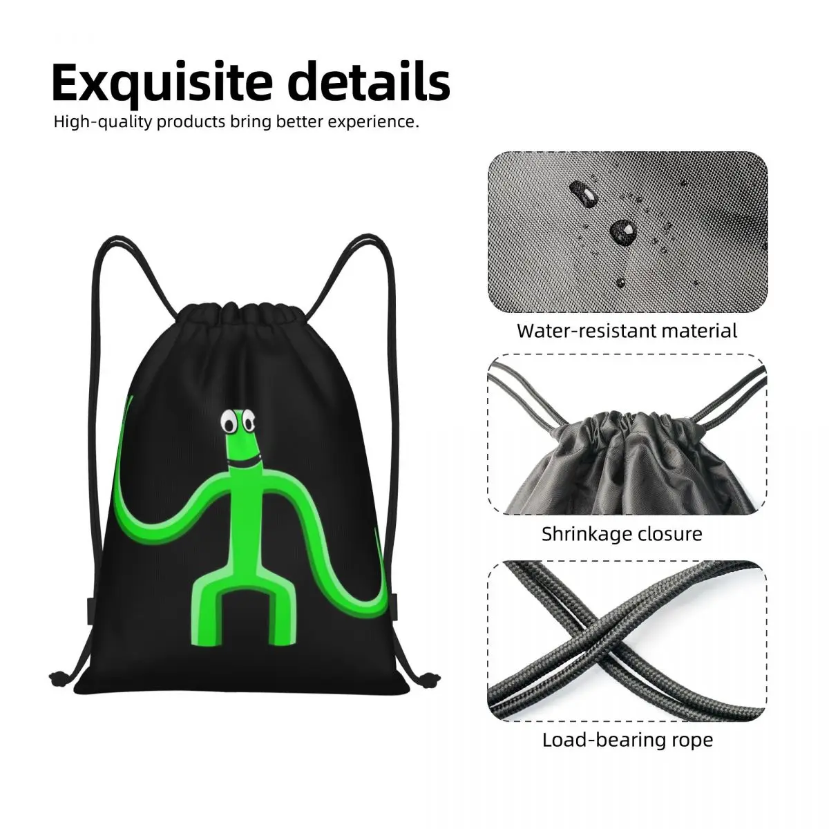 Custom Green Rainbows Friend Video Game Drawstring Backpack Bags Women Men Lightweight Gym Sports Sackpack Sacks for Yoga