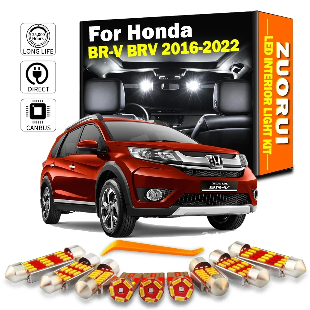ZUORUI-Kit de bombillas LED para luz de techo, mapa Interior, 6 uds., para Honda BR-V BRV 2016 2017 2018 2019 2020 2021 2022, accesorios para coche Canbus