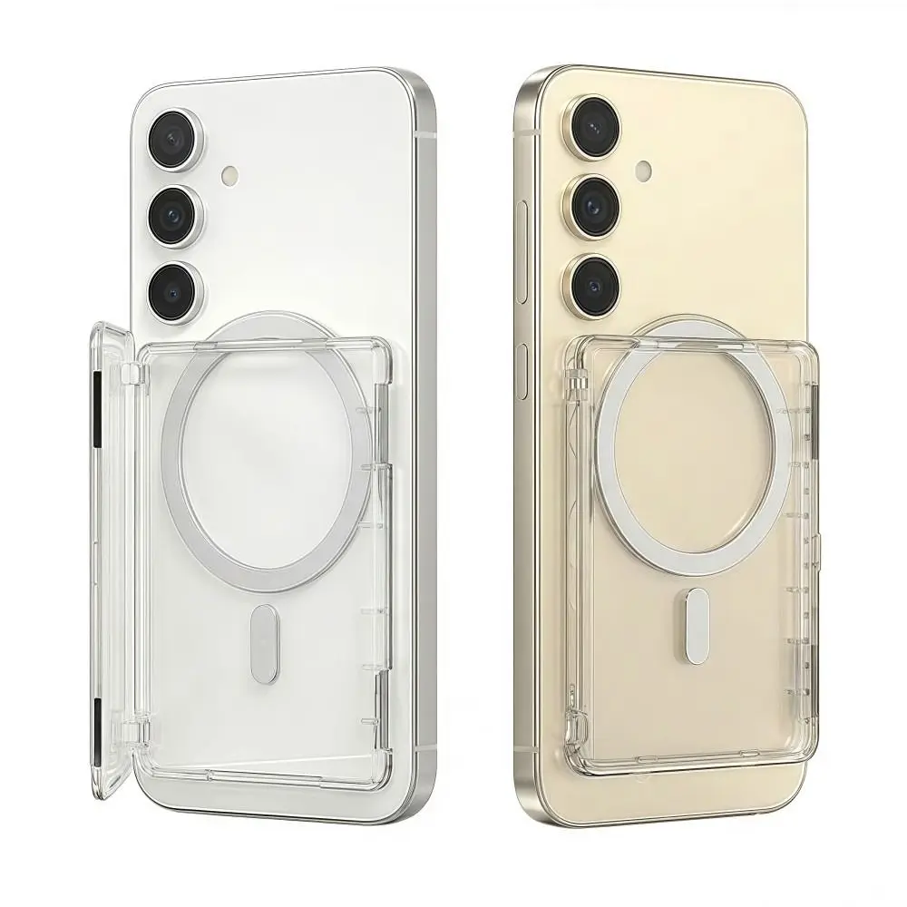 Transparent For MagSafe Card Sleeve 2 Card Slots Shockproof Magnetic Stand Card Holder Lightweight Ultra-thin Wallet Phone Case