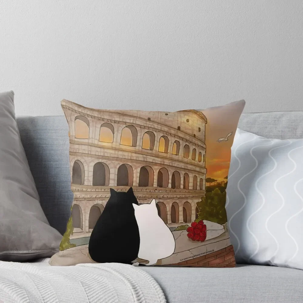 Journal of a Cat in Rome - Romantic Sunset at the Colosseum Throw Pillow Luxury Pillow Cover covers for pillows pillow