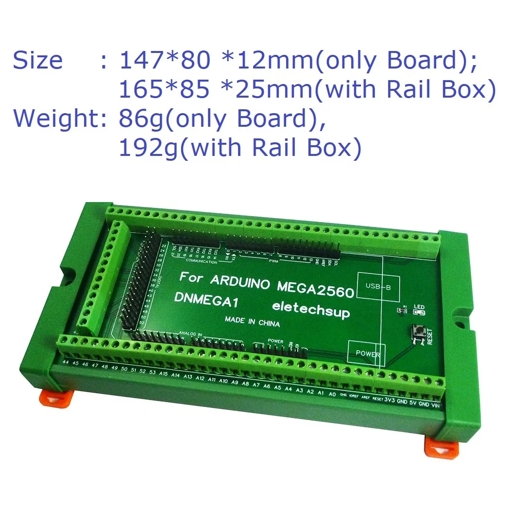 Modulo adattatore morsettiera a vite per montaggio su guida DIN DNMEGA1 per Arduino MEGA-2560 R3