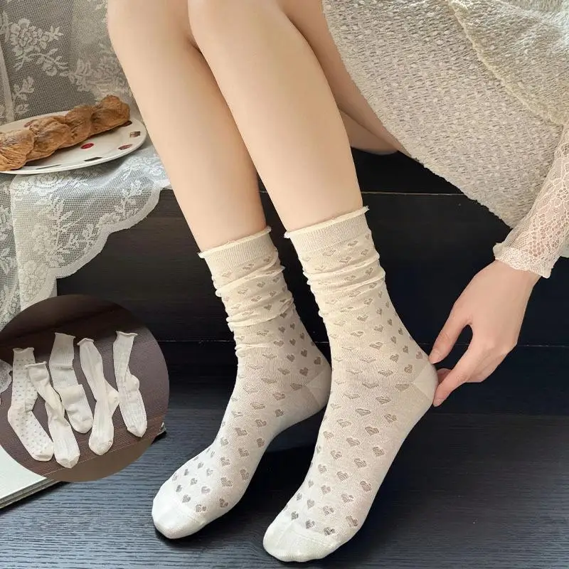 ฤดูร้อนใหม่ผู้หญิงถุงเท้าบางสี Candy Hollow Out หลวมถุงเท้าผู้หญิง Casual Basic สาวหวานแฟชั่นถุงเท้ายาว Comfort