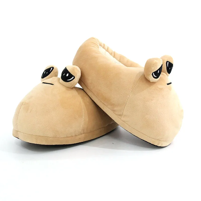 28cm The Maw Pou Cotton Slipper Plush Toys Kawaii Cartoon Soft Stuffed Fluffy Shoes Alien Pou Doll Home Indoor Slippers Gift