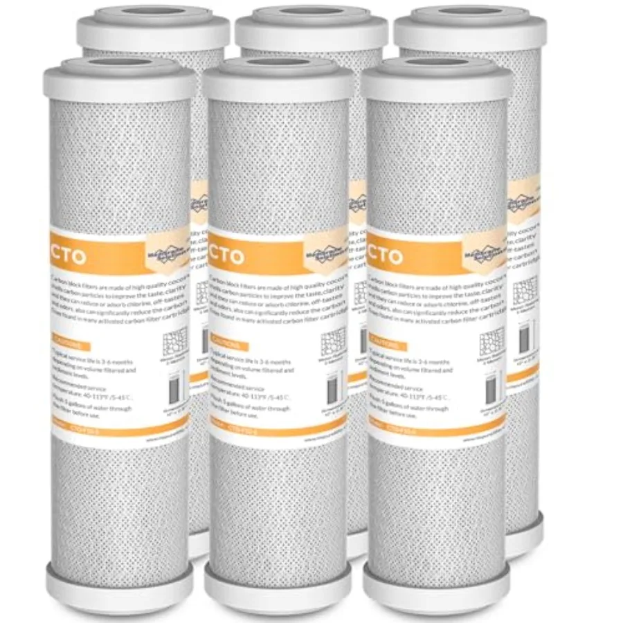 

5 Micron 2.5 x 10 CTO Carbon Block Water Filter Cartridge Replacement for Whole House Filtration Systems Ideal for Reducing Chl