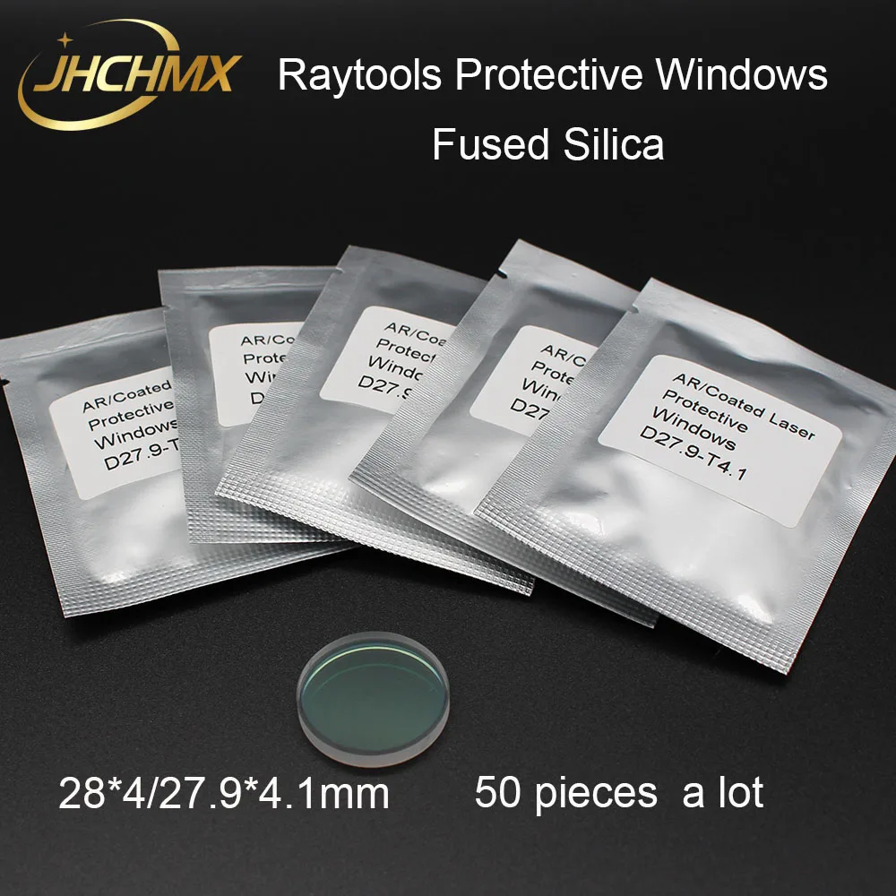 JHCHMX 50 sztuk/partia Raytools laserowa soczewka ochronna/szkło 1064nm 28*4/27.9*4.1mm dla Raytools Bodor maszyna do cięcia laserem światłowodowym