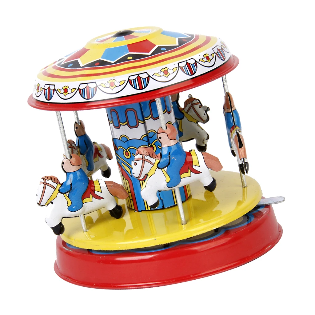 Carousel Tin Toys Wind Up Classic Metal Model Pop and Surprise Toy for Adults Gift Collection