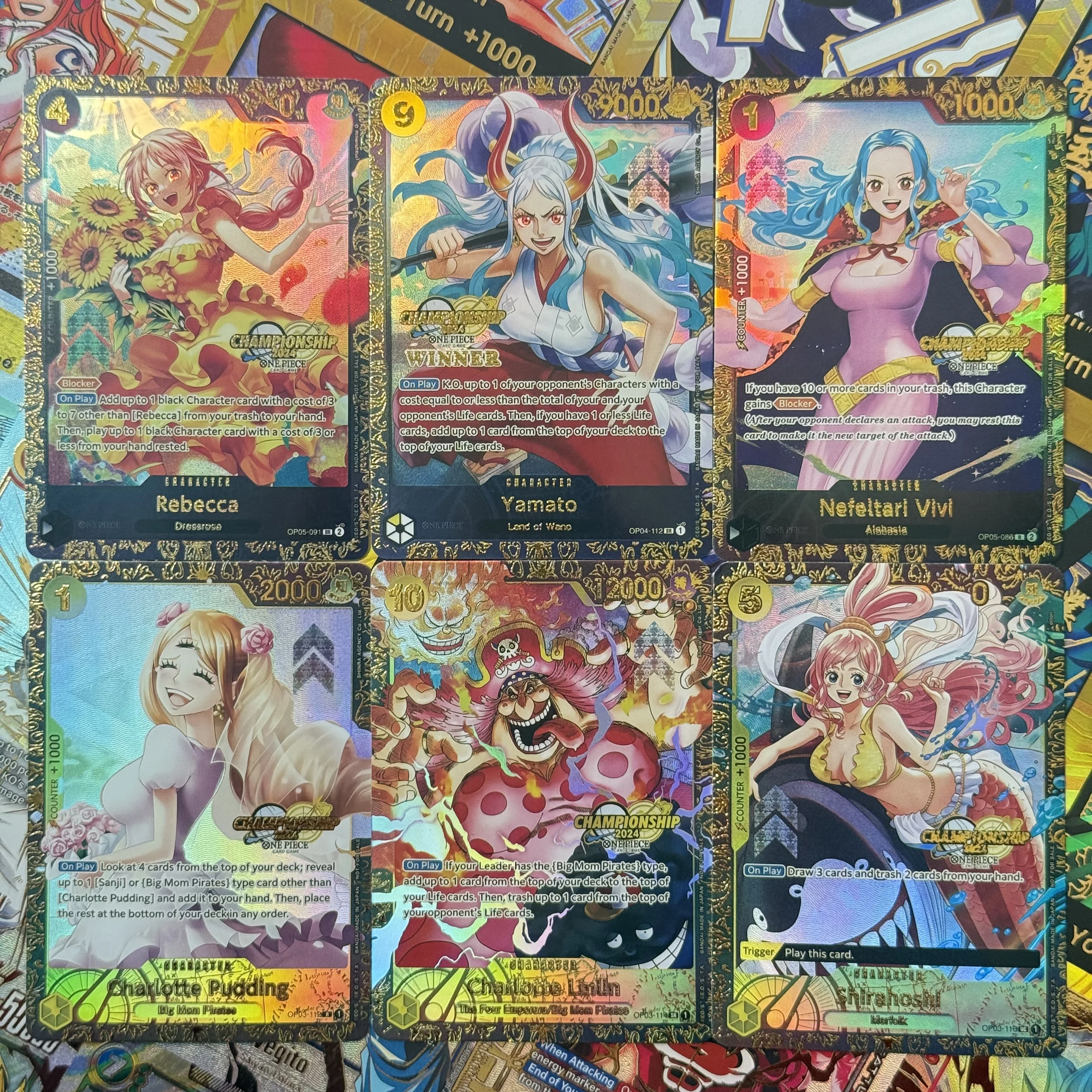 

One Piece Championship 2024, альтернативный художественный турнир, набор призовых карт, 7 шт., прокси, коллекционные предметы для хобби, коллекция игр, копия аниме-карты