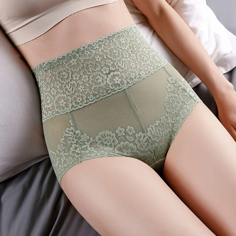 High Waist Lace Panties Women Seamless Slimming Tummy belly Control Briefs Sexy Plus Size Shapers Lingerie