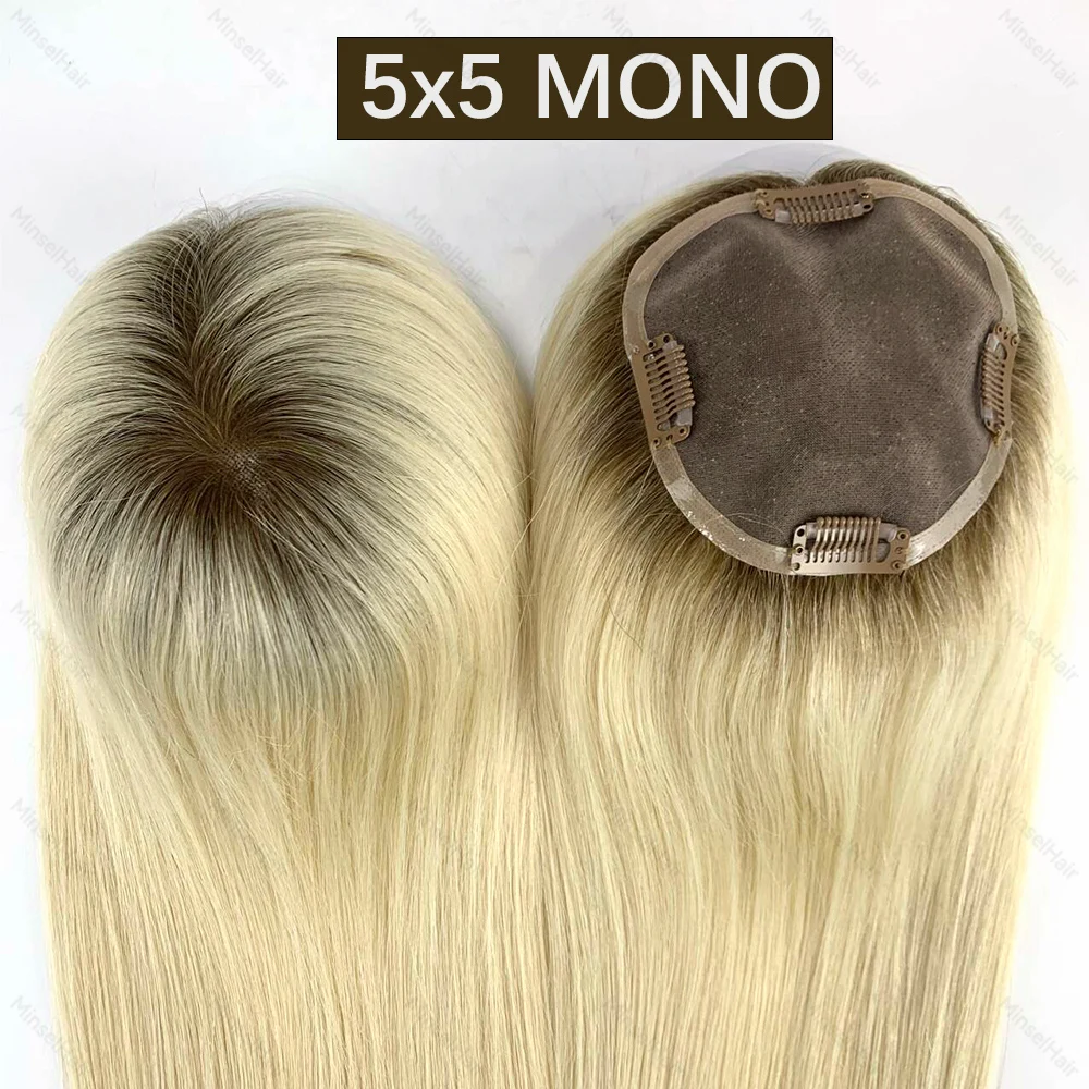 

Balayage T3-60 Топперы из натуральных волос на моно-основе, 14–16 дюймов, связанные вручную, плотность 130%, дышащие, 100% реалистичные, без узлов, 3x5 5x5