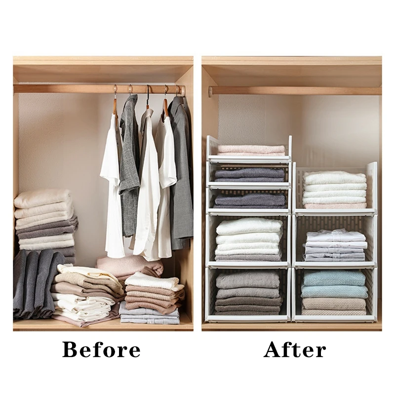

ABJT-Stackable Wardrobe Drawer Units Organizer Clothes Closet Storage Boxes Shelves Plastic Divider Board Containers