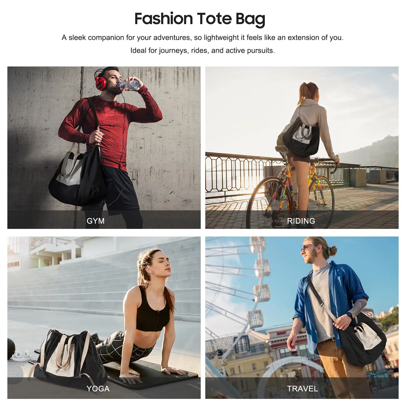 OCEGEAR Large Capacity Tote Bag Travel Portable Drawstring Belt Shoulder Bag Men Gym Sport Crossbody Bags Multifunction Handbag