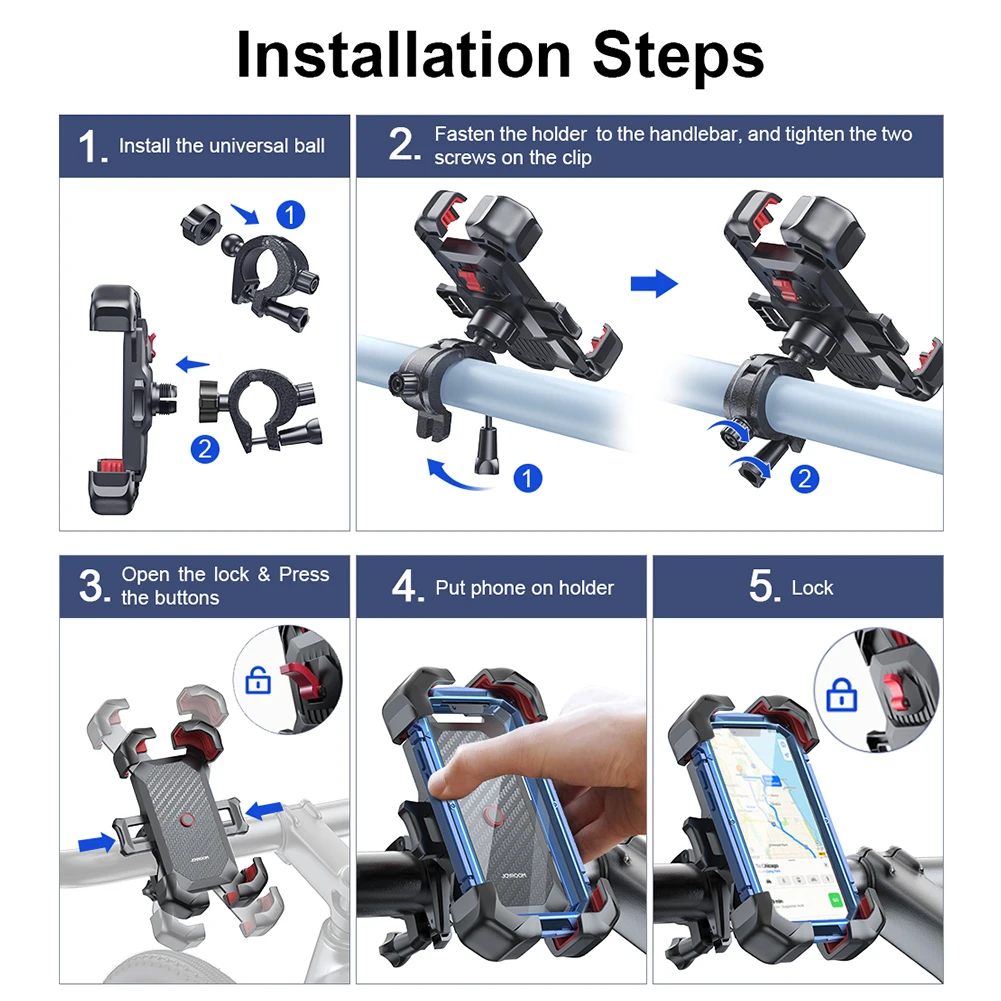 

Bike Phone Holder Adjustable Cycling Phone Stand Anti-slip Navigation Bracket Motorbike Phone Support for 4.7-7 Inch Smart Phone