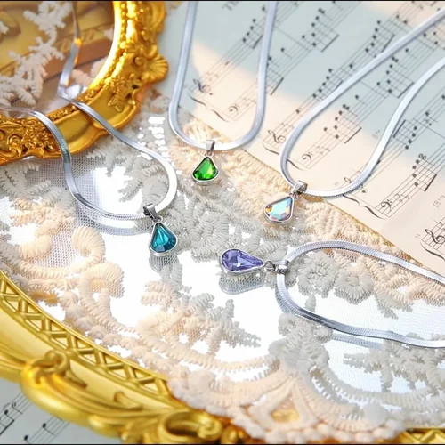 Cazador 여성용 크리스탈 물방울 목걸이, 스테인리스 스틸 골드 컬러, 스네이크 체인 초커 쥬얼리, 크리스마스 선물 2024 Best5 Cazador 여성용 크리스탈 물방울 목걸이, 스테인리스 스틸 골드 컬러, 스네이크 체인 초커 쥬얼리, 크리스마스 선물 2024 Best5