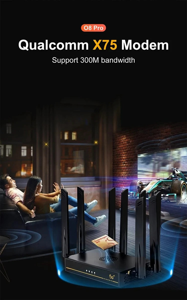 Hot Selling SUNCOMM O8 Ultra X75 4G 5G Wifi 6 Router with Dual SIM Card Slots, Cooling Fan, Replaceable IMEI 5G Router
