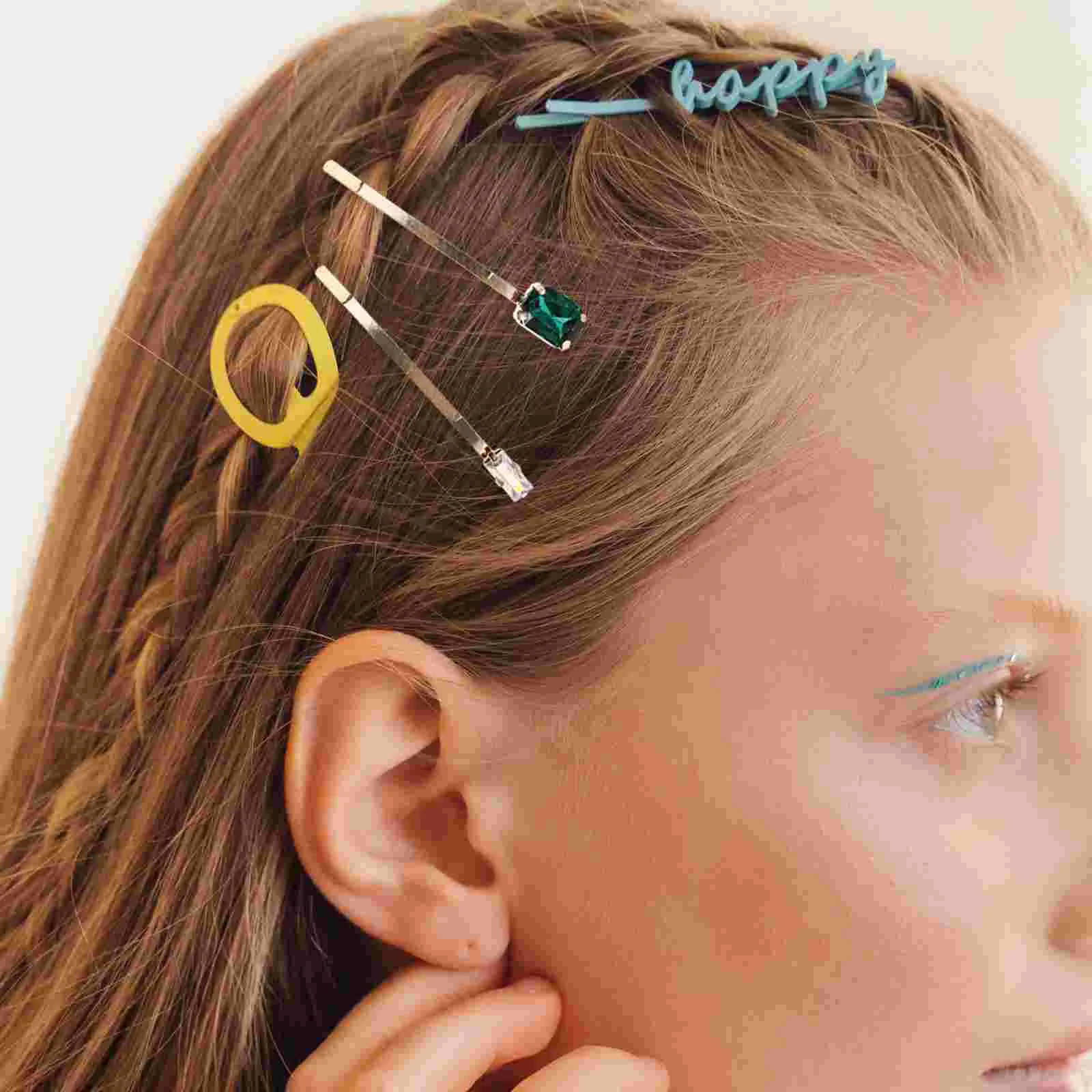 5 Pcs Retro Golden Drill Hair Clips Short Barrettes Bobby Pin Hair for Ladies and Girls (Mixed Style)